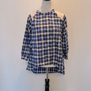 Boohoo twentyfour seven fashion cold shoulder blue plaid flannel top 10